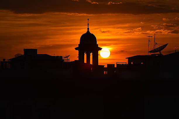 view of the twilight sky at the Al-Jabbar Grand Mosque in Bandung