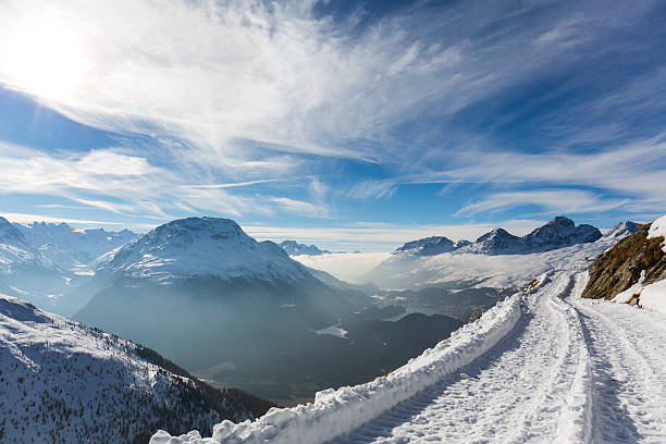 Hiking on snowy mountain