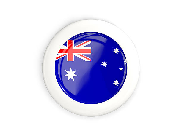 istock Flag of australia, glossy round button 636859414