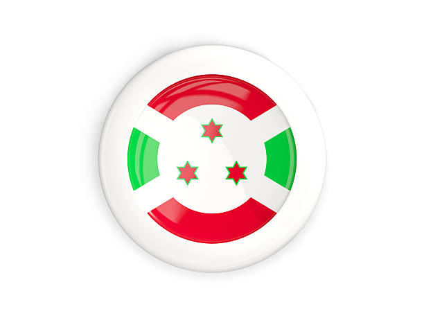 Green, round button with four holes in the middle\nisolated on white background