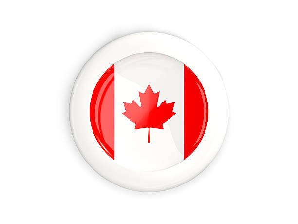 istock Flag of canada, glossy round button 636860546