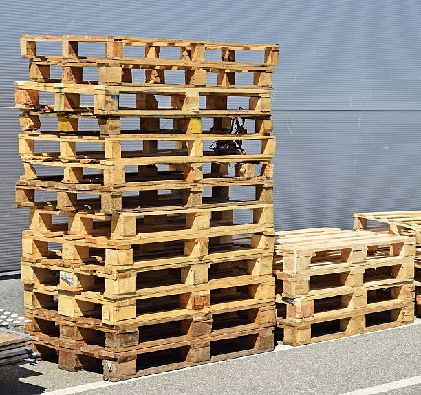 istock Pallets next to a warehouse building 636860750