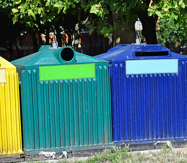 istock Recycling garbage cans on the street 636861208