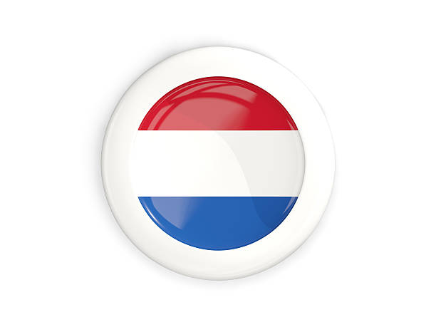 istock Flag of netherlands, glossy round button 636864096