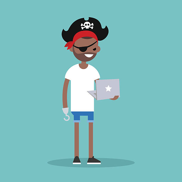 illustrations, cliparts, dessins animés et icônes de cyberpiratage. illustration conceptuelle - pirate eye patch black skull and bones