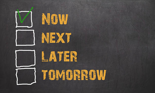 Do it now - business concept on blackboard stock photo