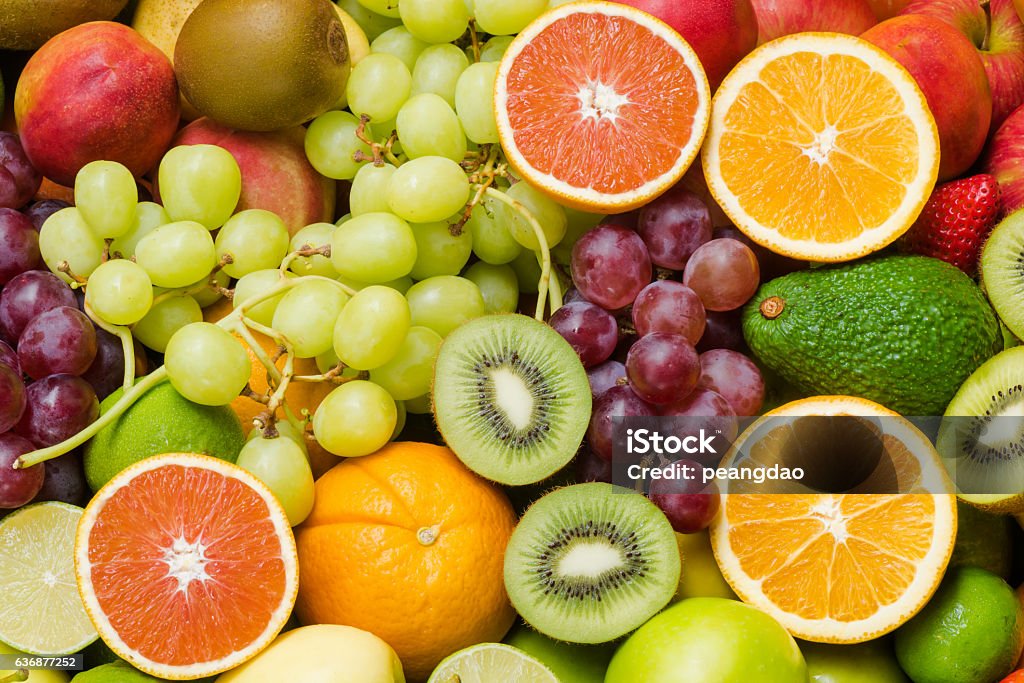 Divers fruits mûrs pour manger sainement - Photo de Fruit libre de droits
