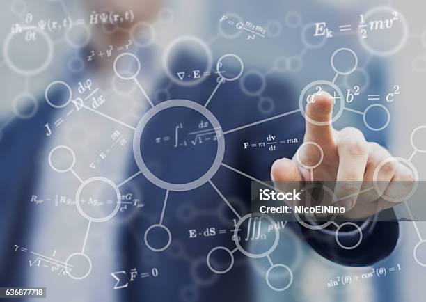 Student Or Teacher Touching Mathematical And Scientific Concepts Stock Photo - Download Image Now