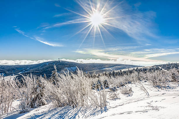 Landscape in wintertime Landscape near Oberwiesenthal in Germany in winter erzgebirge stock pictures, royalty-free photos & images