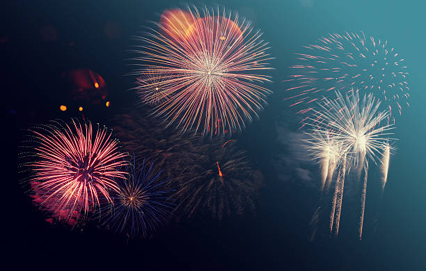 istock New Year fireworks, Happy New Year card 636878542