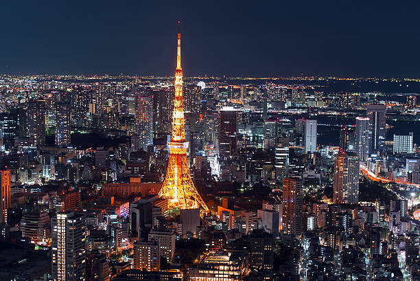 istock Tokyo Red tower and skyline with lights in the evening 636878702
