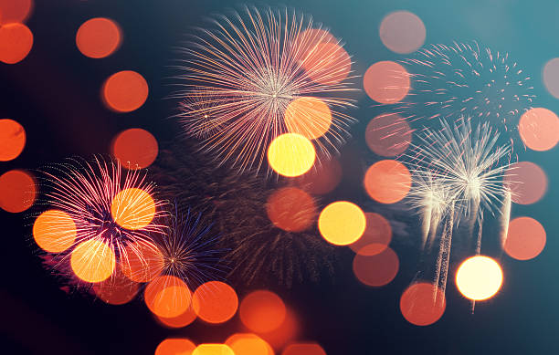 istock New Year fireworks, Happy New Year card 636878706