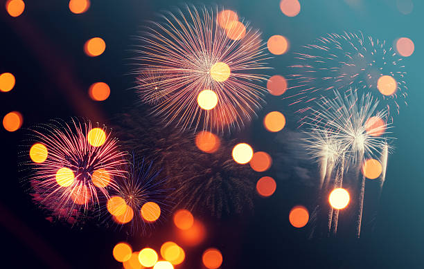 istock New Year fireworks, Happy New Year card 636878834