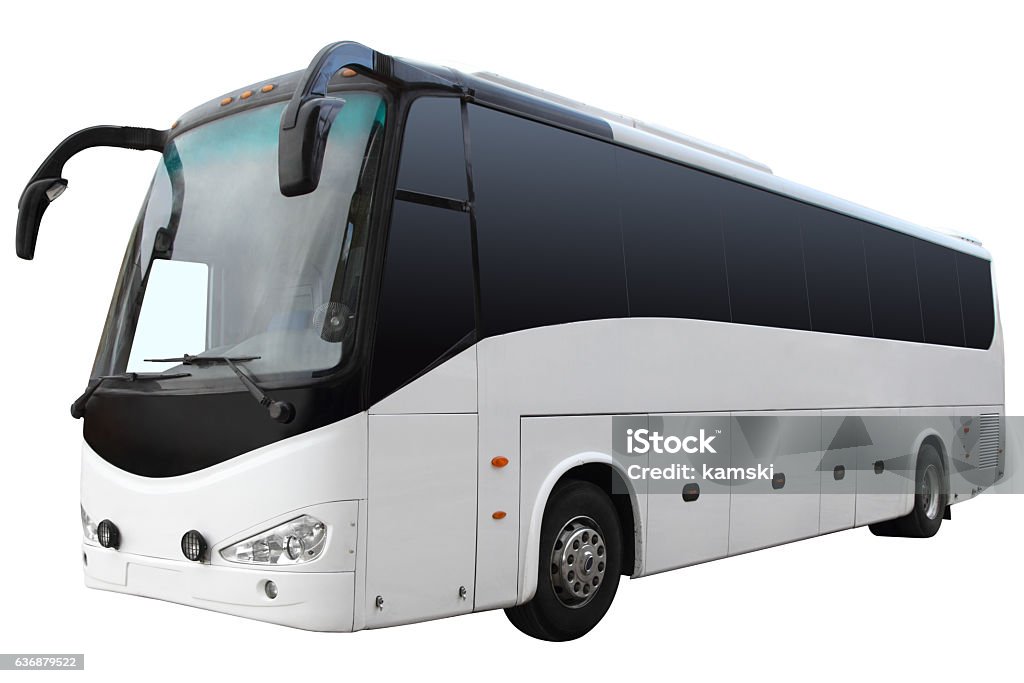 The excursion bus. The excursion bus isolated on a white background. Bus Stock Photo