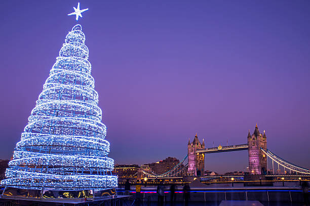 Tower Bridge Christmas Tree stock photo