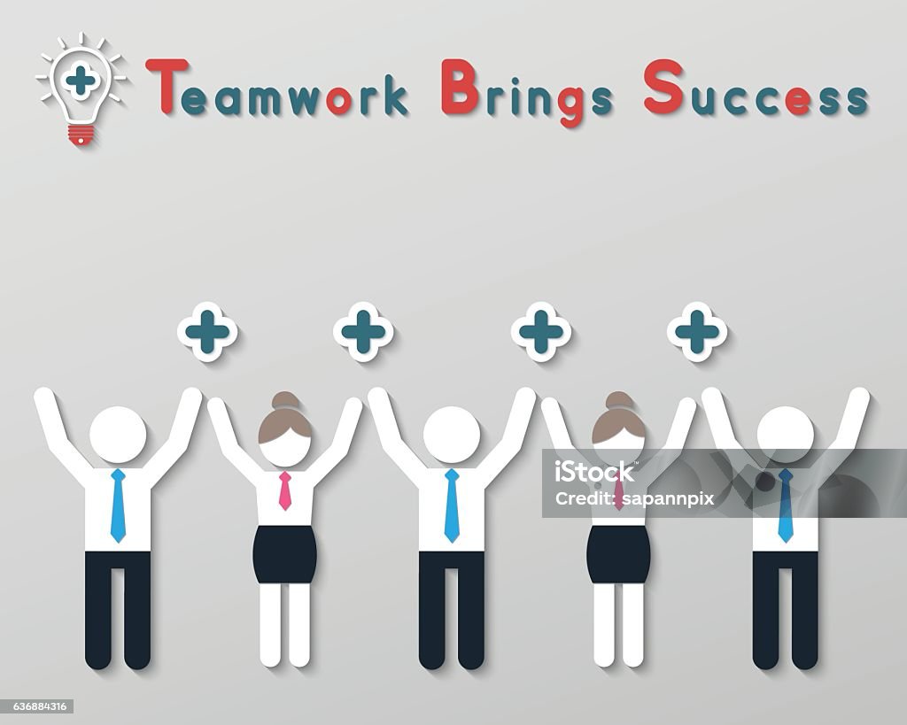 Positive Teamwork Model Positive Thinking Teamwork Business Concept Stock Illustration ...