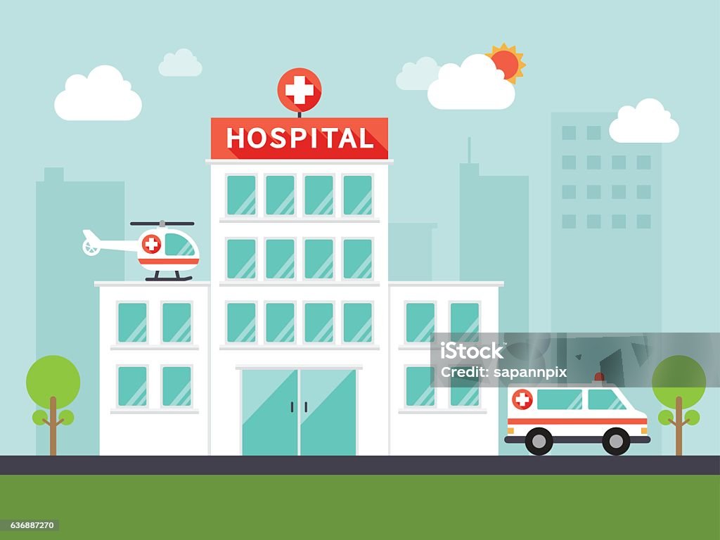 ícones médicos e hospitalares - Vetor de Hospital royalty-free