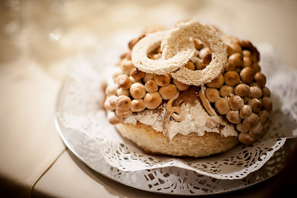 Wedding bread with salt detail - traditional polish inviting to Bride and Groom.