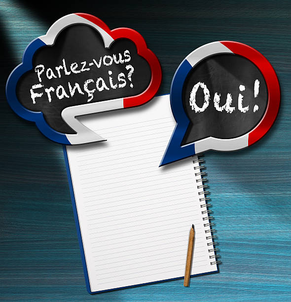 parlez-vous francais-discorso bolle - french culture text classroom learning foto e immagini stock