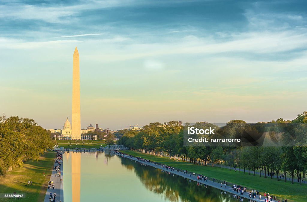 Washington Monument and Reflecting Pool, Washington Monument and Reflecting Pool, Washington DC, USA Washington DC Stock Photo