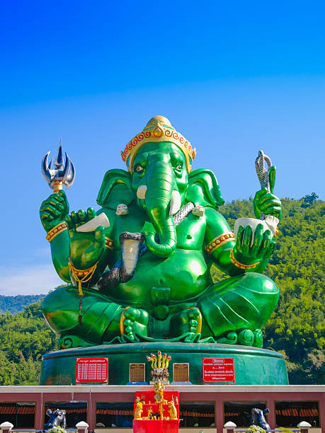 green big ganesha hindu god statue. - indigenous culture famous place thailand bangkok imagens e fotografias de stock