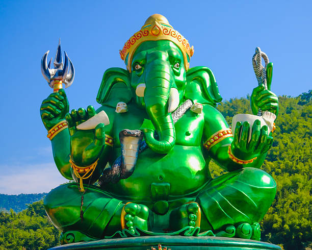 green big ganesha hindu god statue. - indigenous culture famous place thailand bangkok imagens e fotografias de stock