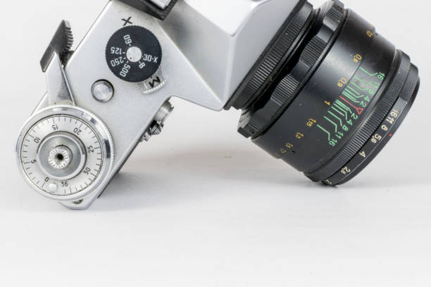 istock Vintage film camera up close 636894404