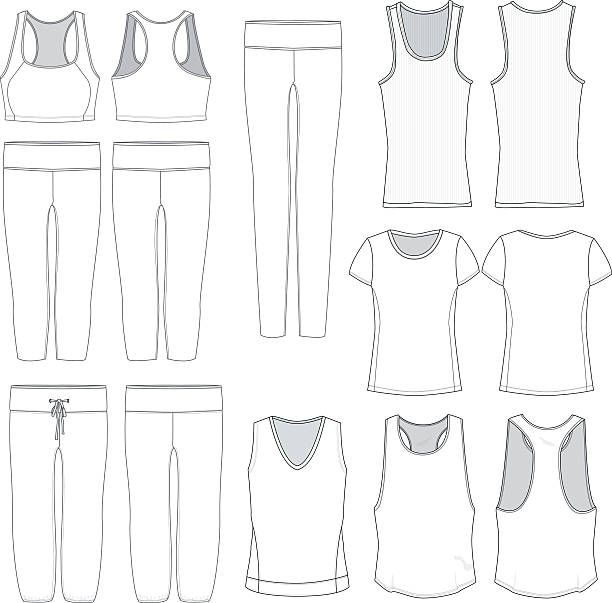 Vector Women's wear templates Various women's garments for mock up purposes leggings stock illustrations