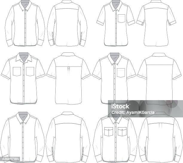 Vector Men And Women Tee Templates Stock Illustration - Download Image Now - Button Down Shirt, Shirt, Template