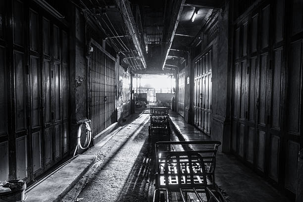 istock Black and white style. Streets and Old Town Architecture. 636897366