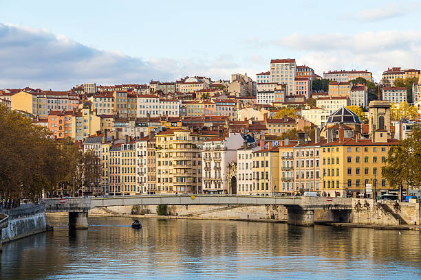 istock River scene in the city of Lyon 636897436