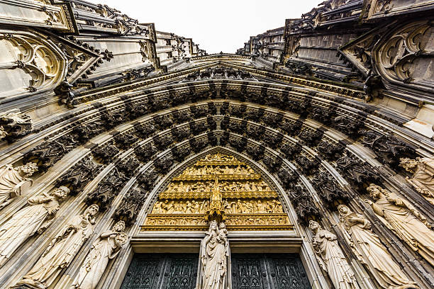 istock Cathedral archway looking straight up. 636899978