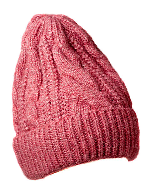istock Women's hat . knitted hat isolated on white background.pink hat 636900440