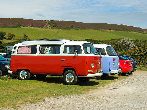 Classic T2 VW Camper Vans stock photo