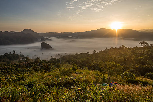 parc national de phu lung ka de la province de phayao en thaïlande. - dawn valley star morning photos et images de collection