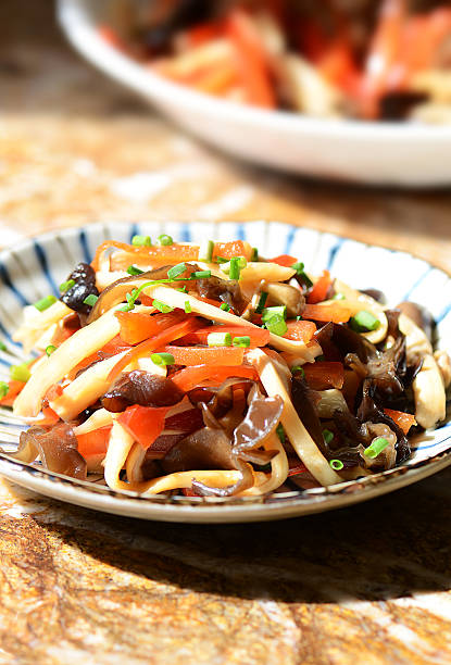 istock Sliced King Oyster Mushroom with Soy Sauce 636913504