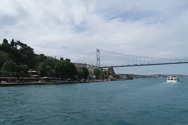 The Fatih Sultan Mehmet Bridge, also known as - Second Bosphorus Bridge and Rumeli Fortress in Istanbul, Turkey