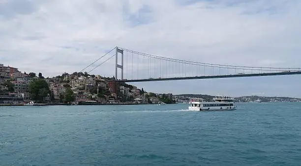 The Fatih Sultan Mehmet Bridge, also known as Second Bosphorus Bridge, at the European Side of Istanbul, Turkey