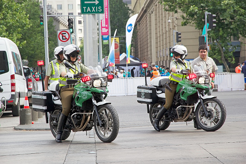 Padua, Italy - November 22, 2023. Police patrol motorbikes in Padua during security activity.