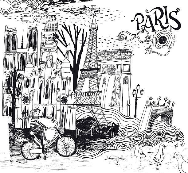 stockillustraties, clipart, cartoons en iconen met paris in france illustration - arc de triomphe