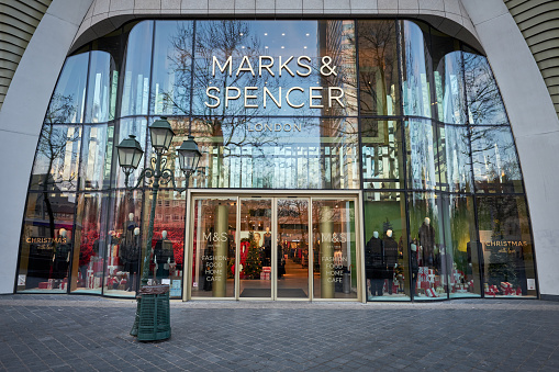 Brussels, Belgium - December 3, 2016: Marks & Spencer sign - store in Brussels