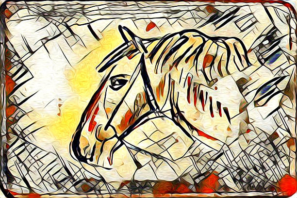 istock Freehand horse illustration painting 636931802