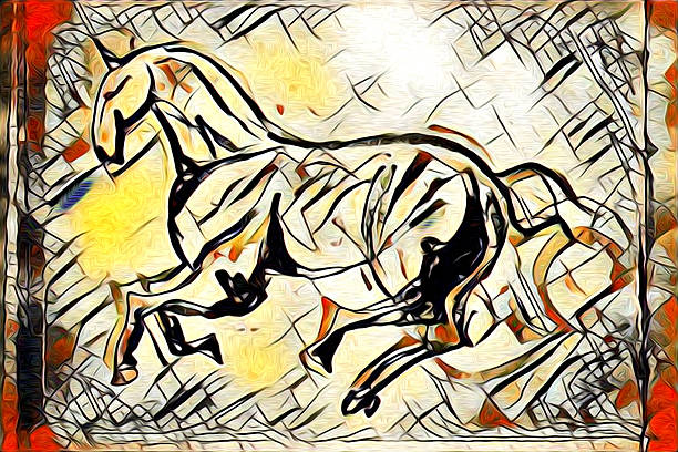 istock Freehand horse illustration painting 636931826