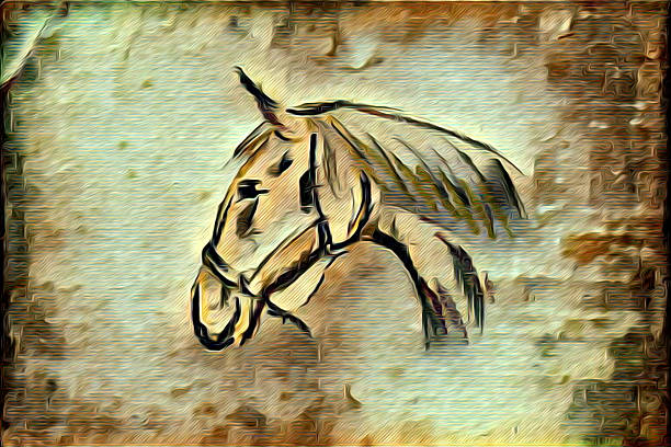 istock Freehand horse illustration painting 636931870
