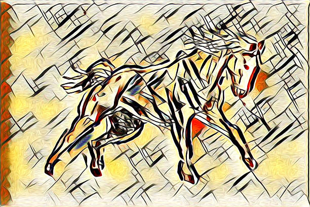 istock Freehand horse illustration painting 636931984