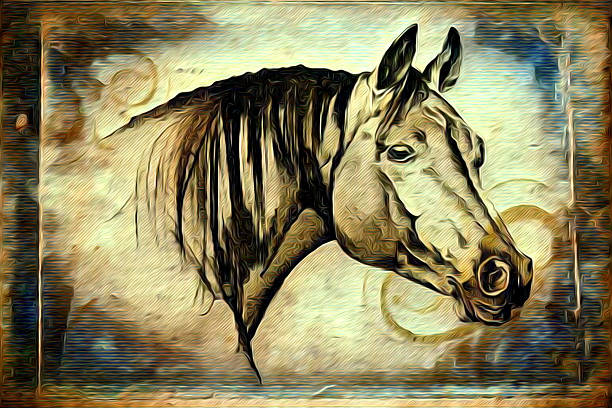 istock Freehand horse illustration painting 636932150