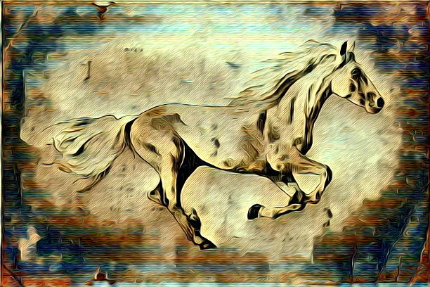 istock Freehand horse illustration painting 636932180