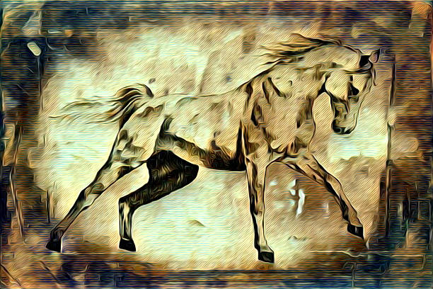 istock Freehand horse illustration painting 636932196
