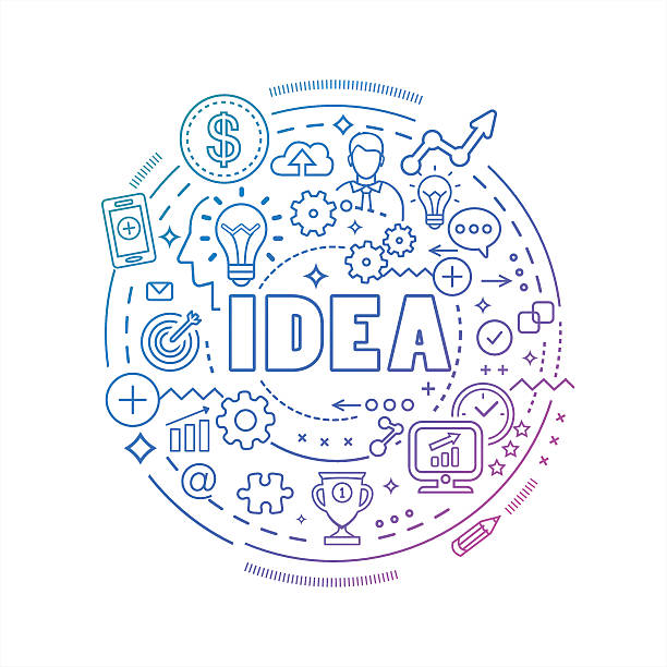 Idea Circle Thin Line Concept - Idea big idea stock illustrations