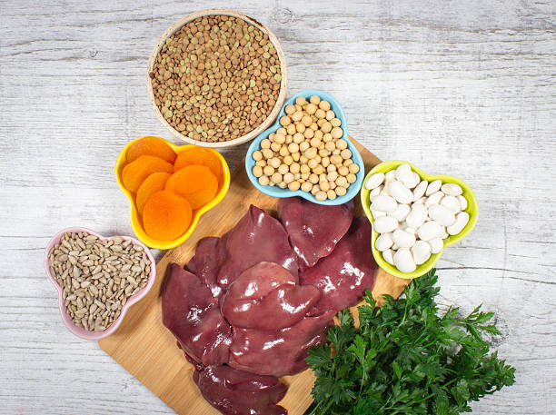 istock Products containing iron (ferrum).  Healthy product. 636934816